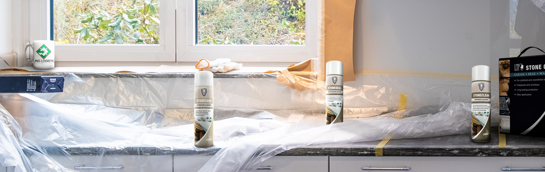 Kitchen counter top renovation with a LTP Stonecare Repair Kit. 
