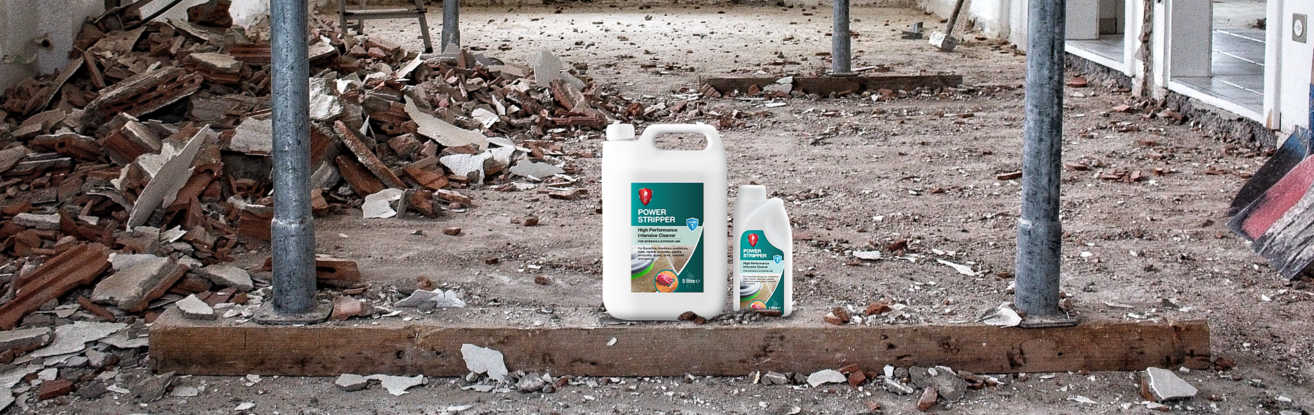 LTP Power Stripper bottles on a construction site 