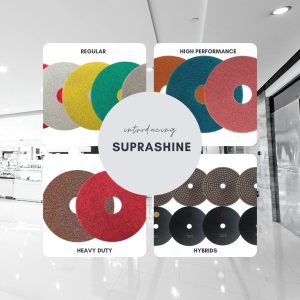 DIP diamond pads (DIP) Surprashine available with different grit sizes to use in a sequential process for grinding, honing, and polishing various hard floor surfaces like concrete, stone, and terrazzo. 