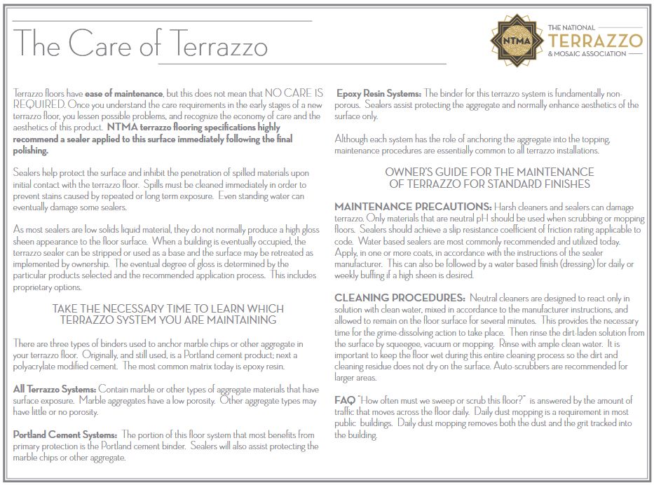 Commercial Terazzo Stone Sealing Flooring Cleaning Care Maintenance Full Information